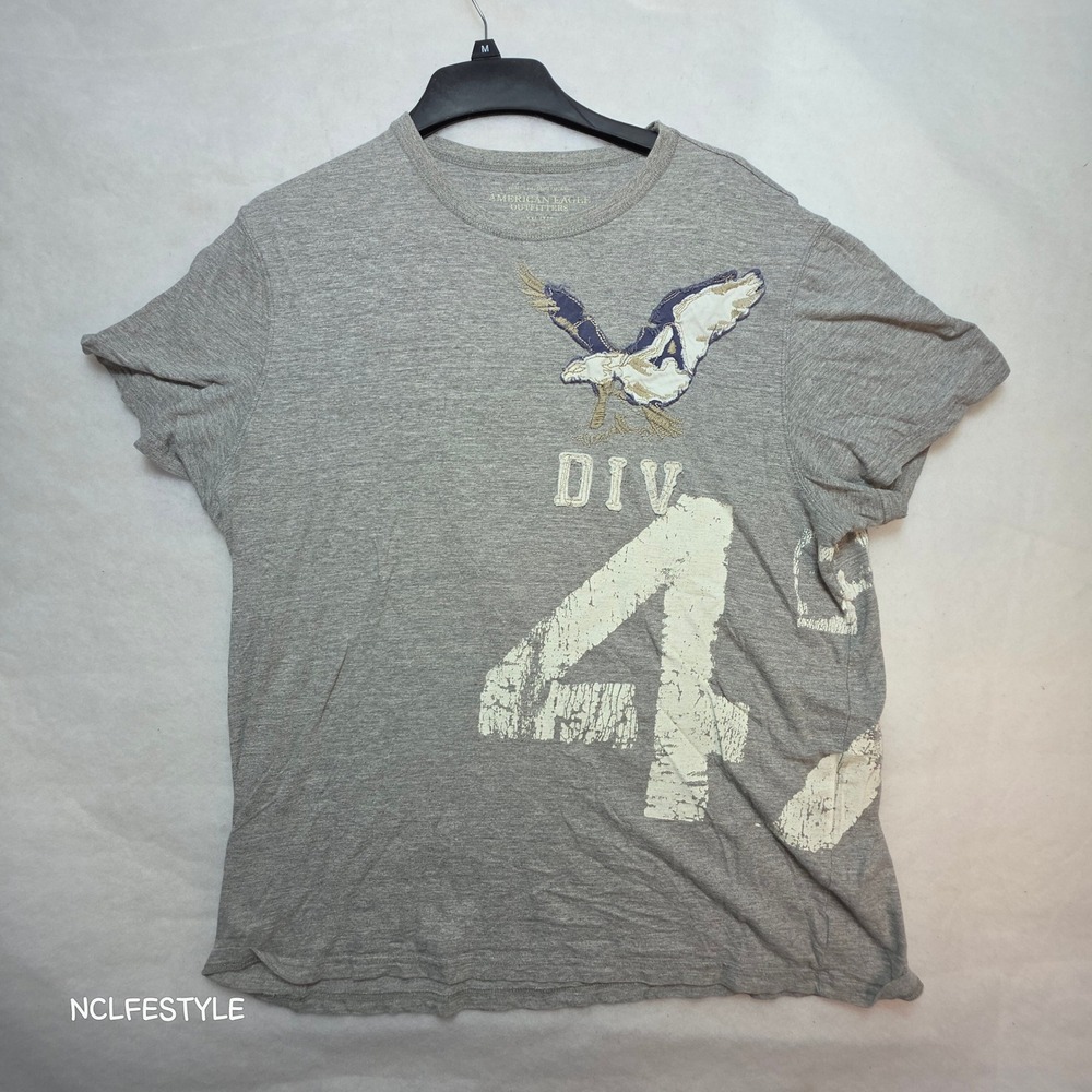 American Eagle Outfitters Mens XXL Gray Graphic T-Shirt Eagle Applique 02/12